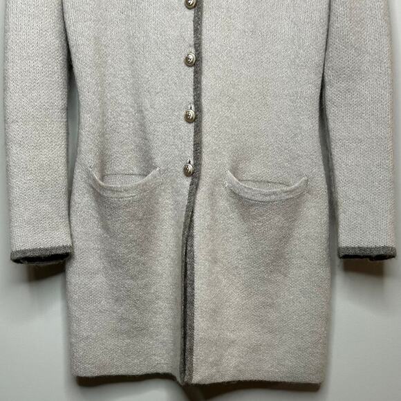 Adrienne Vittadini Wool Blend Cardigan Sweater Jacket Size XS Duster Nehru - Picture 3 of 9